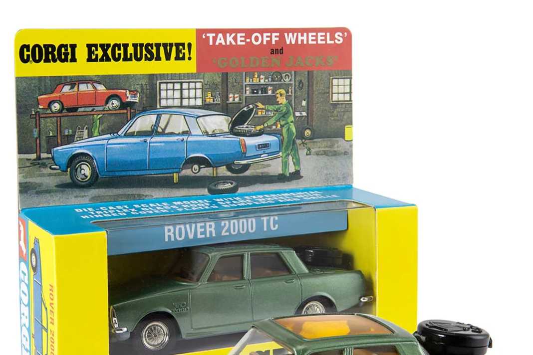 Im Corgi Club gibt es dagegen im Moment den "historischen" Rover 2000 TC als Die-Cast-Modell zu kaufen: samt der wechselbaren Räder und dem Rerserverad auf dem Kofferraumdeckel. ] Foto: Corgi