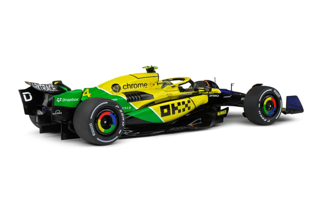 Hier ist in der Heckansicht der Wagen von Oscar Piastri aus dem Monaco-Rennen von 2024 in der Solido-Version zu sehen. Er wurde Zweiter ] Foto: Werk