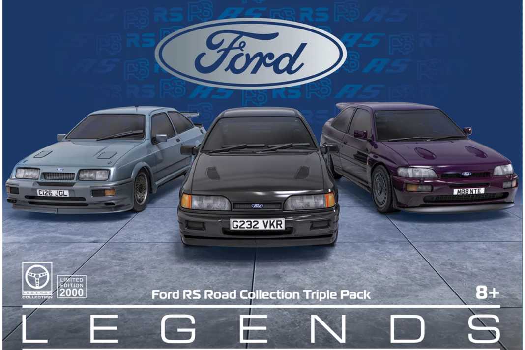 Der RS-Familie von Ford widmet Scalextric 2026 sogar gleich ein Triple aus zwei Sierra RS und einem Escort als RS in einer repräsentativen Klappbox ] Fotos: Salextric