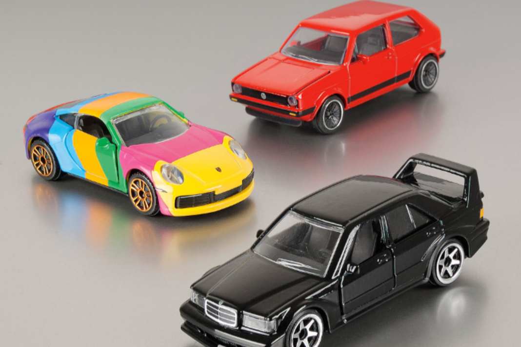 Porsche, Mercedes- Benz, Volkswagen: Die Sondermodelle von Majorette für Müller sind allesamt Auto-Ikonen