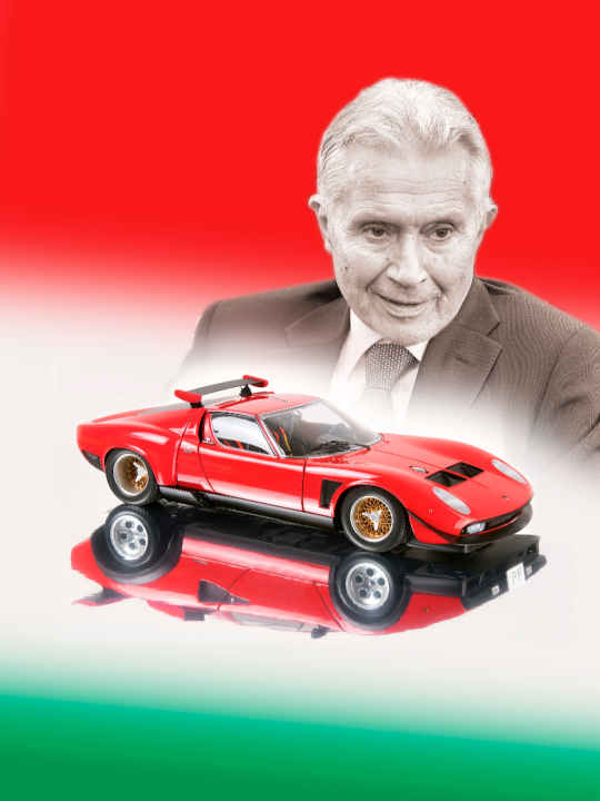 Bertone-Designer Marcello Gandini hat es vorgemacht: Er ließ dem Miura den Countach (im Spiegelbild) folgen. Zwei 1:12-Miniaturen dieser Lamborghinis stellen wir in der neuen Ausgabe vor.