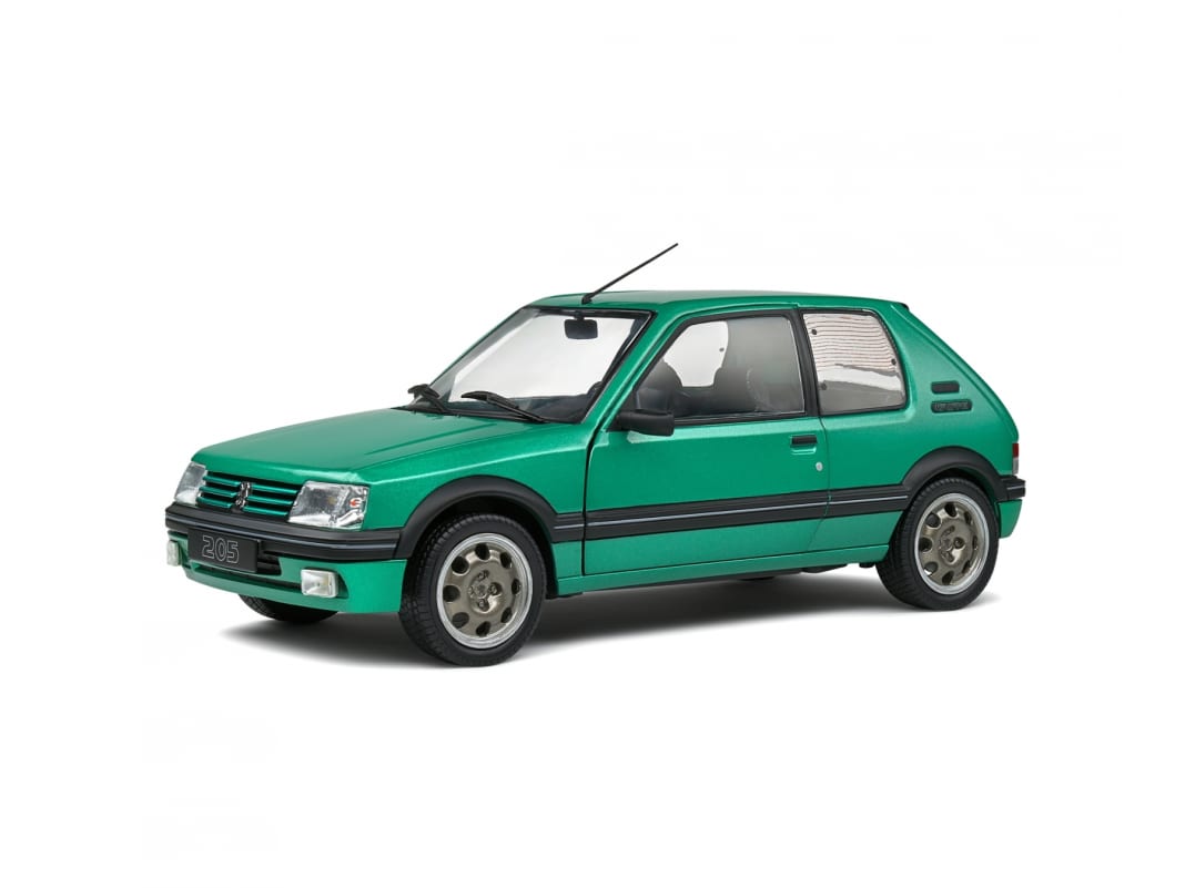 Der Peugeot 205 trägt bei Solido in 1:18 zum Geburtstag Grün!