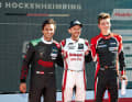Clemens Schmid (Lamborghini) und die beiden Audi-Piloten René Rast und Marius Zug