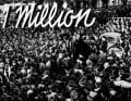 Tausende Mitarbeiter feierten am 5. August 1955 die erste Stückzahl-Million bei Volkswagen.