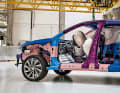 Skoda Präsentationsmodell der verschiedenen Stahlarten und der aktuellen Airbag-Lösungen