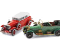 Der rote Minerva ist ein AK Dual Cowl Phaeton von 1928, der grüne ein HH von 1913 mit Karosserie von Van den Plas