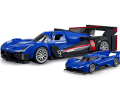 Als Klötzchenbausatz in Blau fährt der Cadillac GTP mit passendem 1:64er aus der Box ] Foto: Mattel