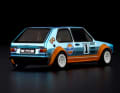 Die Dekoration aus metallisch schimmerndem Gulf-Blau und Orange macht diesen 1:64-Golf aus Die Cast so unwiderstehlich ] Foto: Mattel Creations
