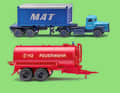 Scania L111 als Containerzug „MAT“ (ganz oben) und der Feuerwehr- Wassertankwagen (darunter) in 1:87