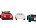 Neu sind (von links): `75 Porsche 911 (930) Turbo, `85 Toyota Hilux SR5, Bugatti Veyron 16.4 Super Sport, `95 Toyota Supra, `55 Porsche 550 Spyder und `65 Ford GT40 ] Foto: Majorette