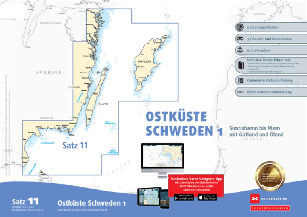 Sportbootkarten Satz 11: Ostküste Schweden 1 (Ausgabe 2023/2024)