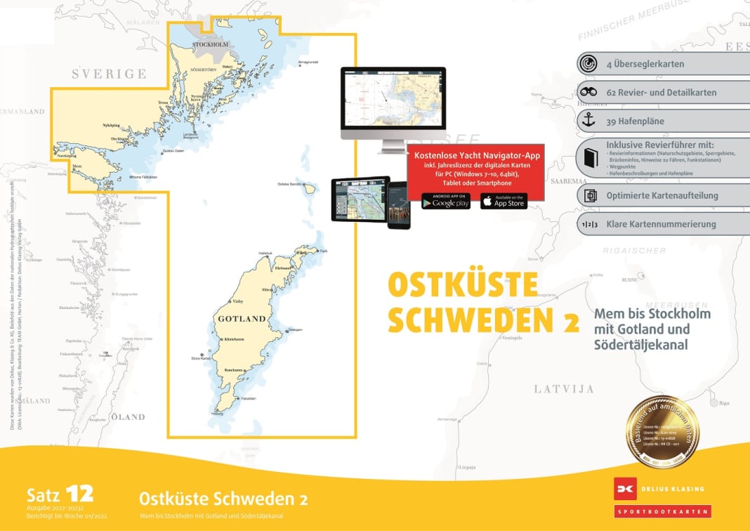 Sportbootkarten Satz 12: Ostküste Schweden 2 (Ausgabe 2022/2023)