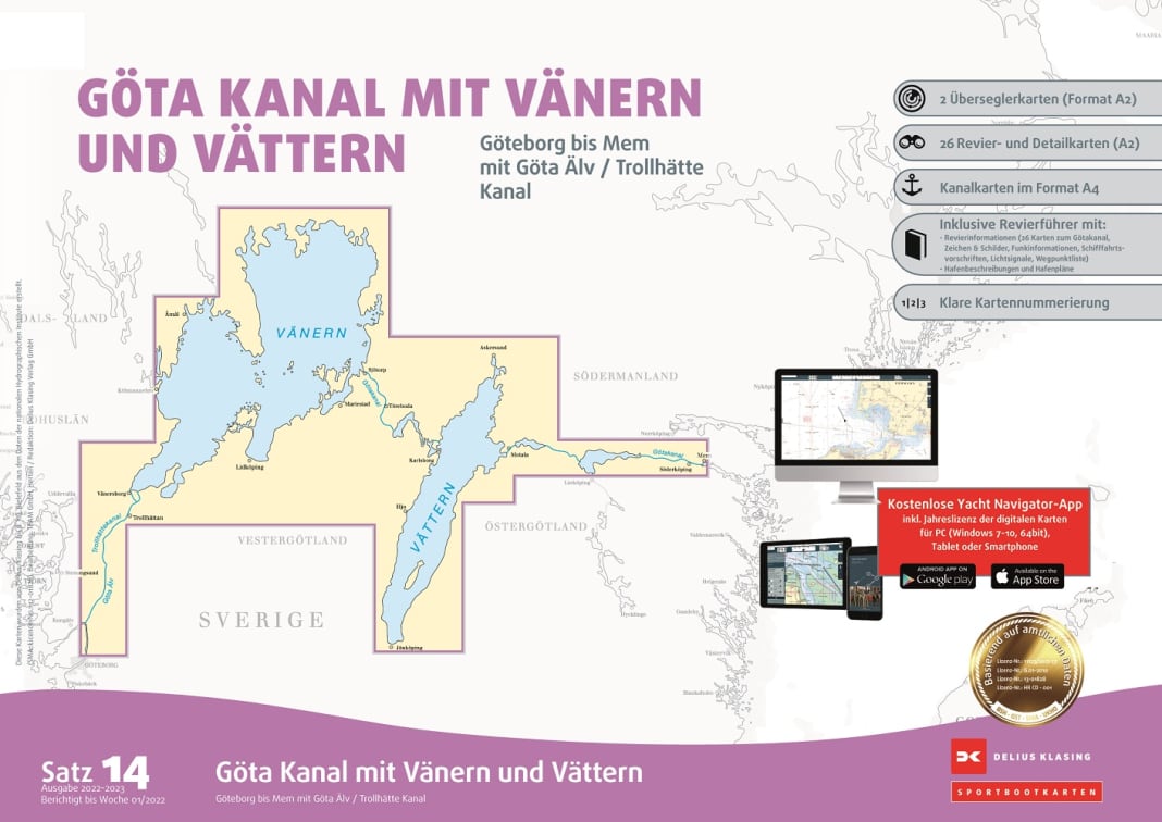 Sportbootkarten Satz 14: Göta Kanal mit Vänern und Vättern (Ausgabe 2022/2023)
