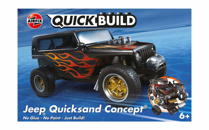 Mit dem Jeep “Quicksand Concept” variiert Airfix das Thema Jeep Gladiator mit einer Tuning-Version, mit anderen Felgen und fettem Monstermotor ]