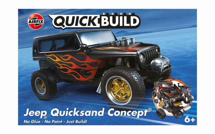 Mit dem Jeep “Quicksand Concept” variiert Airfix das Thema Jeep Gladiator mit einer Tuning-Version, mit anderen Felgen und fettem Monstermotor ]