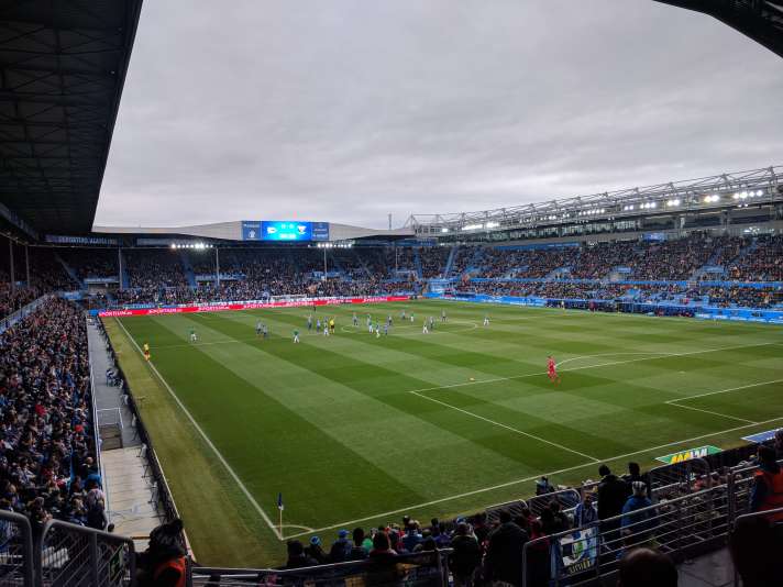 Das gut besuchte Estadio de Mendizorroza während der Saison 2017/18 bei einer Partie
zwischen Alavés und Leganés