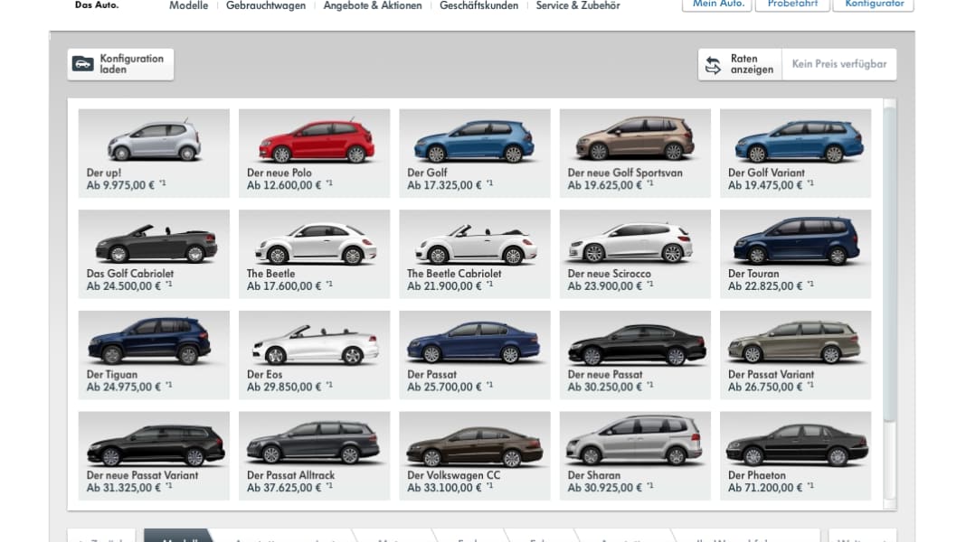 Neuer Konfigurator von Volkswagen - Mein Auto