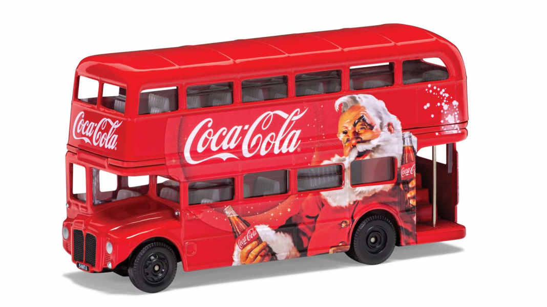 Corgis London Bus fährt den Weihnachtsmann spazieren