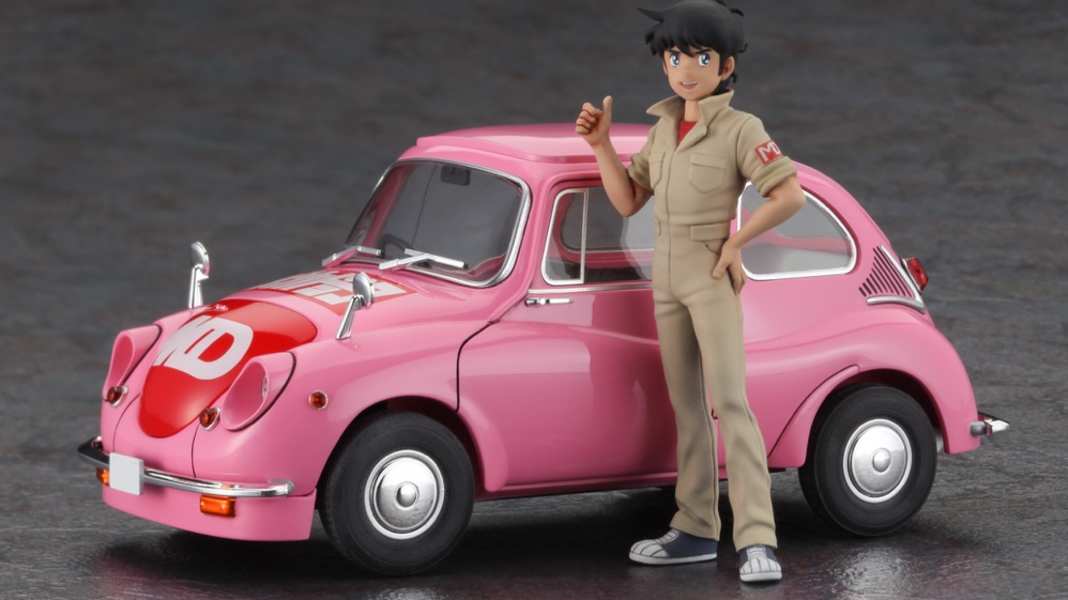 Subaru 360 mit Jun Kazami rollt bei Hasewaga als 1:24-Kit vor