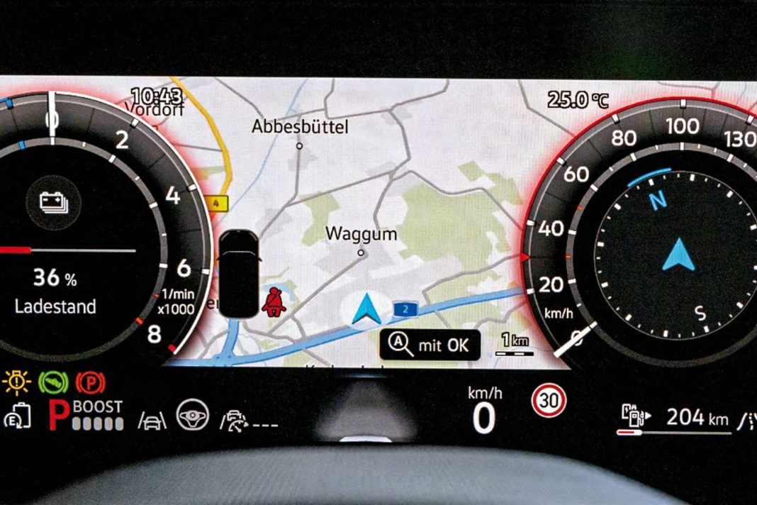 Der MIB4 lässt grüßen: Das Cockpit bietet stets digitale, konfigurierbare Instrumente