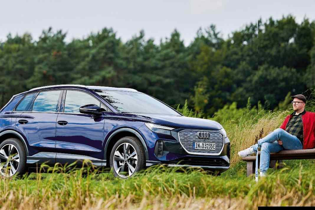 Kleine Auszeit im Grünen – und Zeit, sich an den schönen Seiten des Elektro-SUVs zu erfreuen
