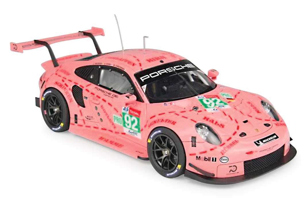 Porsche 911 RSR als pinken Le-Mans-Sieger in der GTE-Klasse aus dem Langstrecken-Rennen von 2018
