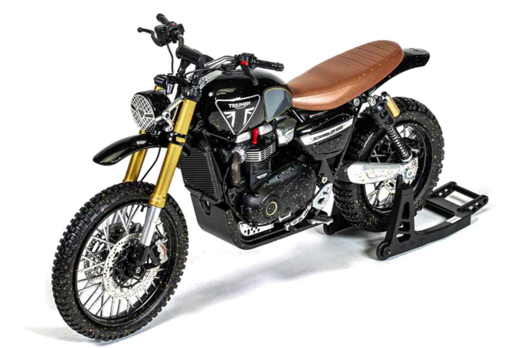 Zweite Neuankündigung der Briten ist die Triumph Scrambler aus dem 007-Film "No Time to die" in 1:12 aus Die Cast ] Foto: Werk