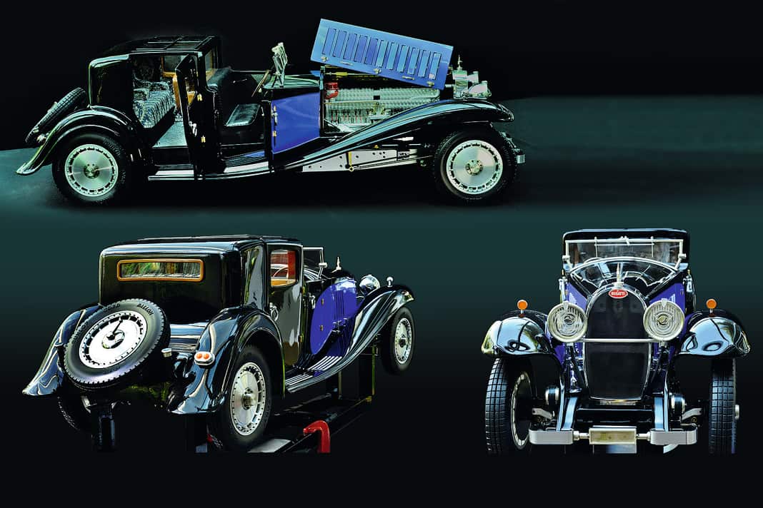 Trotz der extrem filigranen Ausführung des 1:8-Modells versteckt sich in dem Bugatti La Royale ein E-Antrieb
