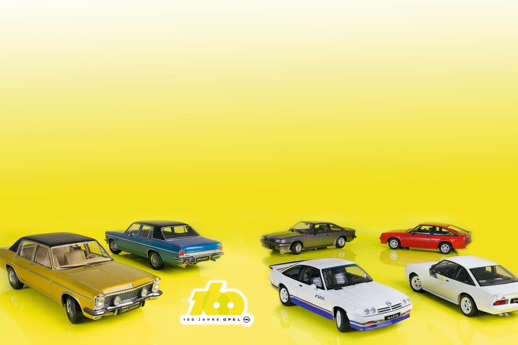Die Diplomat (unten) kommen luxuriös daher, die Manta B (rechts) setzen dagegen gekonnt sportive Opel-Akzente im KK-Scale-Programm der Baugröße 1:18