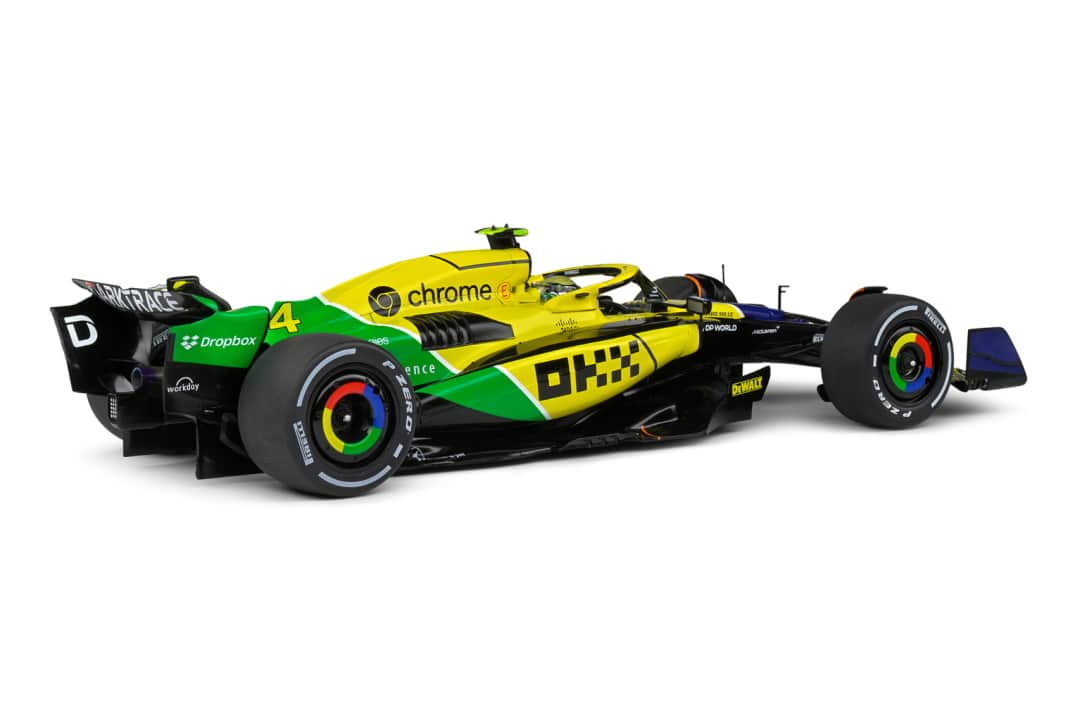 Hier ist in der Heckansicht der Wagen von Oscar Piastri aus dem Monaco-Rennen von 2024 in der Solido-Version zu sehen. Er wurde Zweiter ] Foto: Werk