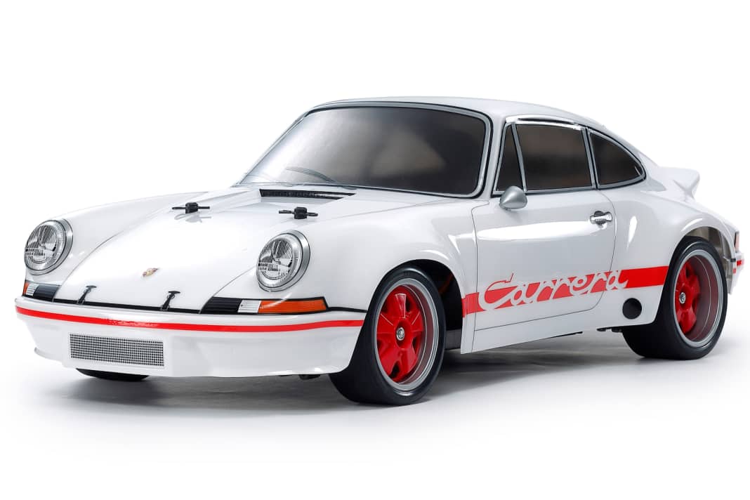 Noch eine Porsche-Legende hat sich Tamiya bei diesem RC-Modell in 1:10 ausgesucht: Es zeichnet den legendären Bürzel-Elfer RS 2.7 mit Elektrochassis minutiös nach. ] Foto: Tamiya