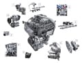Die Technologiebausteine des EA211 Evo2 [1] VTG-Turbolader [2] 350-bar-Einspritzung [3] TSI evo-Brennverfahren [4] Zylinderabschaltung ACTplus [5] Thermomanagement-Modul [6] MAR (motornahe Abgasreinigung) [7] aktiver Ölabscheider [8] plasmabeschichtete Zylinderlaufbahnen [9] Kühlkanalkolben [10] Riemen-Starter-Generator