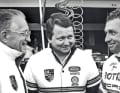 Helmuth Bott, Dr. Wolfgang Porsche und Jochen Mass in Le Mans 1982 (v.l.)
