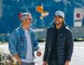 Porsche Deutschland Marketing-Leiter und Gastgeber Bastian Schramm (l.) mit Stuntman und Fotograf Riley Harper.