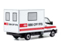 In der Rückansicht ist der kastenförmige Aufbau des Sprinter gut zu erkennen
