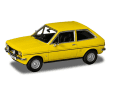 Dass auch Kleinwagen, durchaus luxuriös daherkommen können, beweist dieser Ford Fiesta Mk 1 als 1.1. und Ghia in Signal-Yellow von Corgi in 1:43