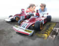 Niki Lauda mit Luca di Montezemolo (links) und das tolle Cockpit des Resine-Ferrari aus dem Fuhrpark von Tecnomodel in 1:18