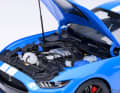 Perfekter V8, sehr feine Scharniere und der feine Dämpfer setzen gekonnte Akzente in der Mustang-Nase ] Foto: Werk