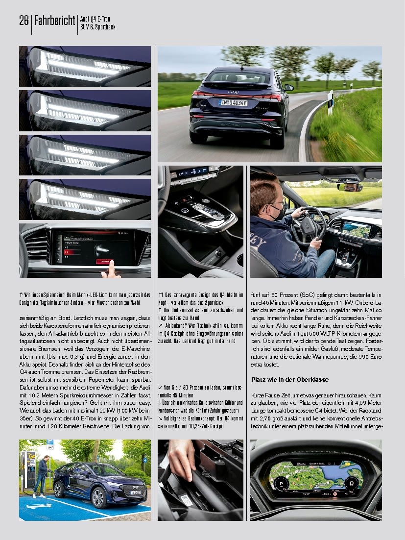 Fahrbericht Audi Q4 ETron SUV & Sportback Delius Klasing SHOP