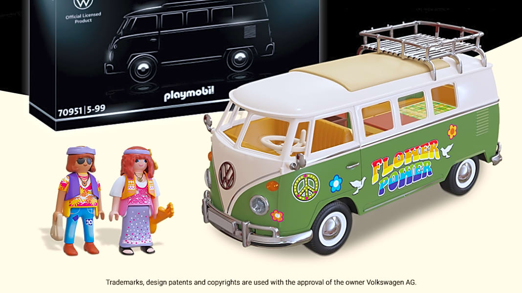 Playmobil treibt es ganz schön bunt beim Volkswagen Bulli und Käfer