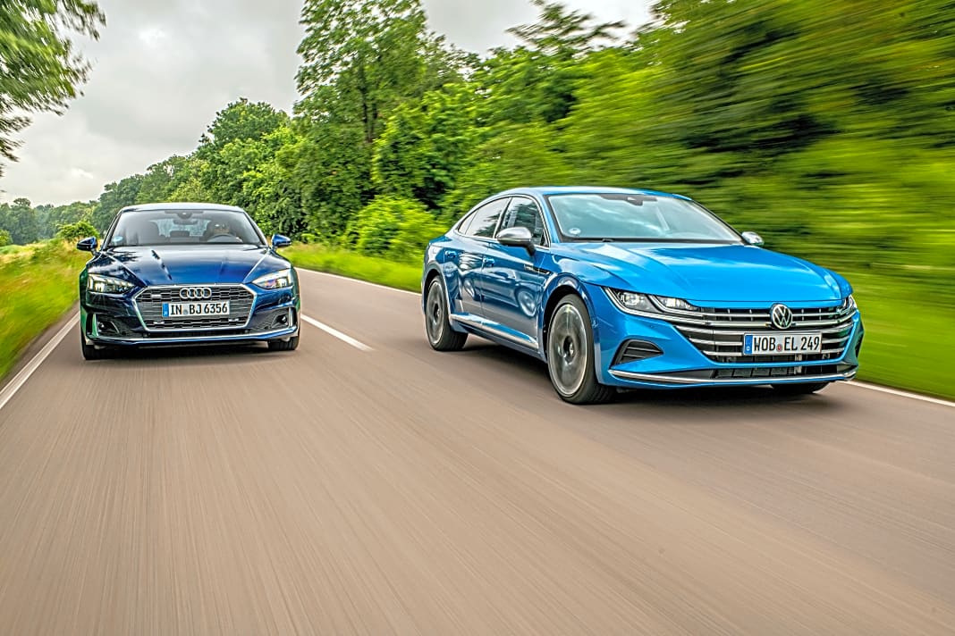 Vergleichstest Audi A5 Sportback 40 TDI Qu. vs. VW Arteon 2.0 TDI Schön praktisch Gute Fahrt