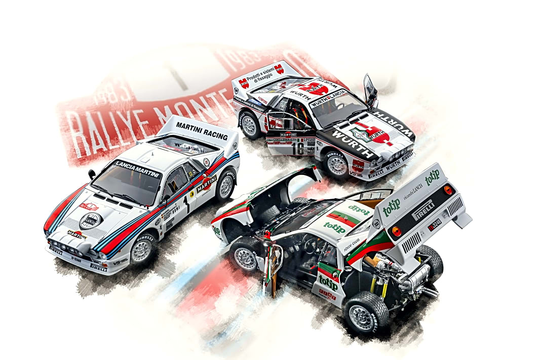 Diese drei Versionen des legendären Lancia Rally 037 legt Kyosho aus Kanagawa jetzt in Die Cast und der Sammlerbaugröße 1:18 ganz neu auf