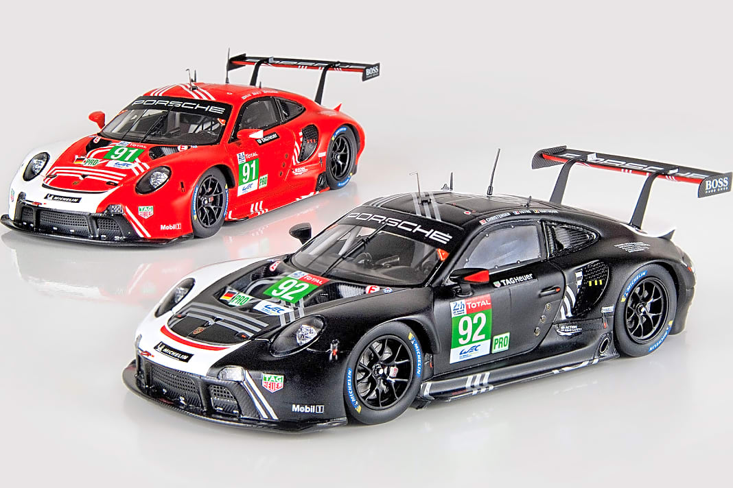 Die Le-Mans-Porsche von Minimax in 1:43 verbinden Top-Dekorationen, ein aufwendiges Interieur und filigrane Antennen miteinander
