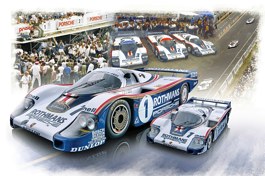 Die beiden Jubiläumsmodelle zum epischen Le-Mans-Sieg des neuen 956 von 1982 baut Spark/Minimax für Porsche in 1:43 und 1:18 aus Resine