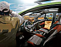 Mit dem Ford Ranger teilt sich der neue Amarok die Plattform, dennoch zeigt der Blick ins Cockpit die Eigenständigkeit des Volkswagen. Digital-Instrumente, großer Hochkant-Bildschirm, kleiner Automatik- Wahlhebel und frisches Interieur-Design lassen auf viele Neuerungen schließen. Das Stahlschiebedach soll aber nur eine Idee aus der Design-Abteilung bleiben