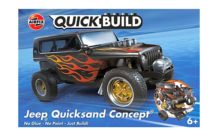 Mit dem Jeep “Quicksand Concept” variiert Airfix das Thema Jeep Gladiator mit einer Tuning-Version, mit anderen Felgen und fettem Monstermotor ]