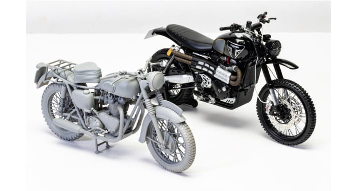 Die beste Nachricht zum Schluss: Es geht bei Corgi in 1:12 weiter, mit der Triumph Trophy TR6, die Steve McQueen in dem Film  “Gesprengte Ketten” fuhr. ]Foto: Werk/Michael Cleggs Blog