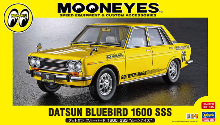 Ein gelbes Auto schreit einfach nach einer gelben Box. Und genau die spendiert Hasegawa seinem Bausatz-Karton zum Nissan Bluebird “Mooneyes”, der in Japan bereits verkauft wird.]Foto: Werk