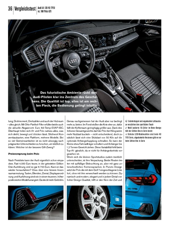 Vergleichstest Audi A1 SB 40 TFSI vs. VW Polo GTI