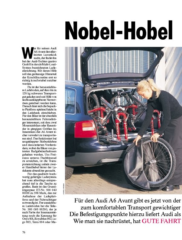 Audi a6 avant bike rack clearance